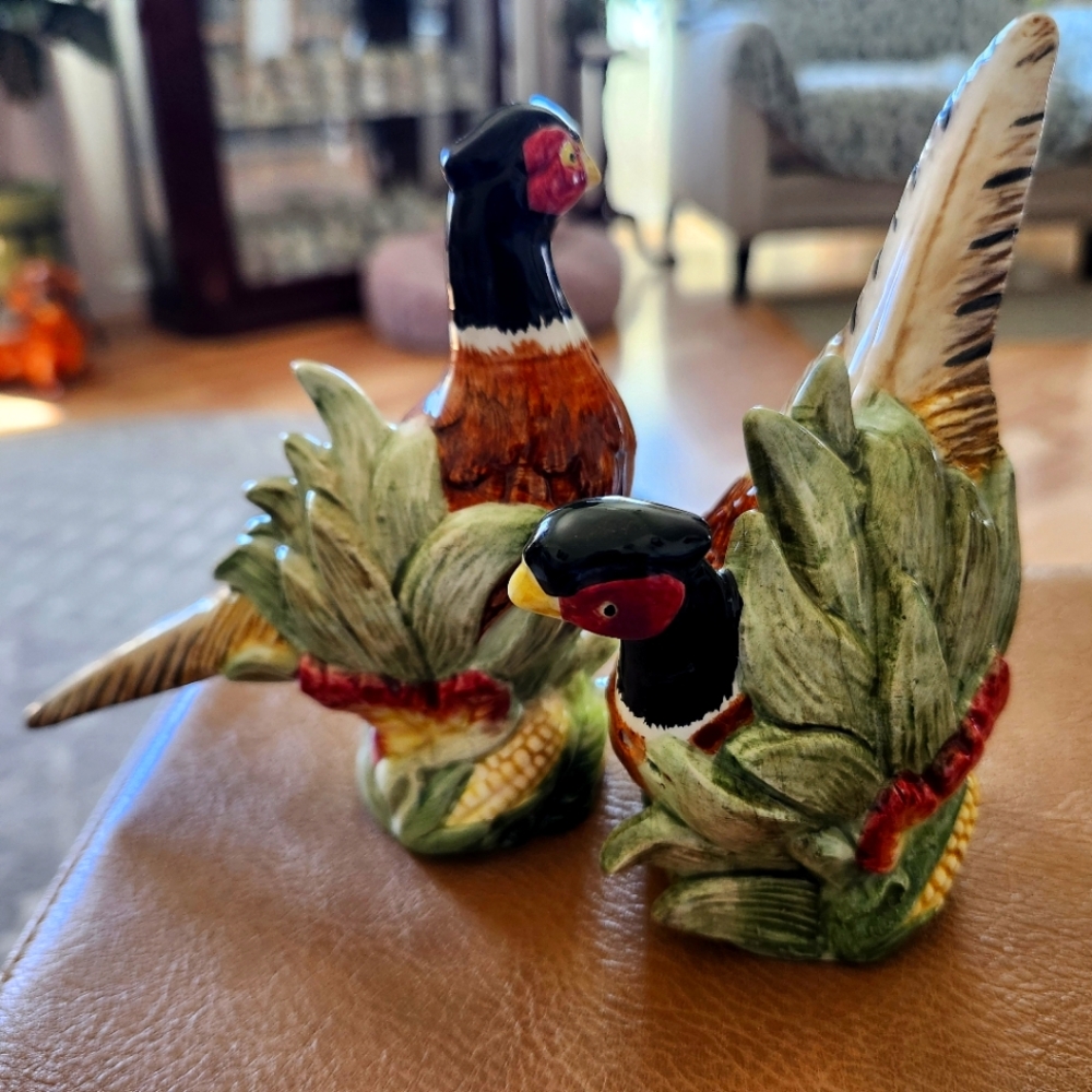 Colorful Pheasant Salt & Pepper Figurines